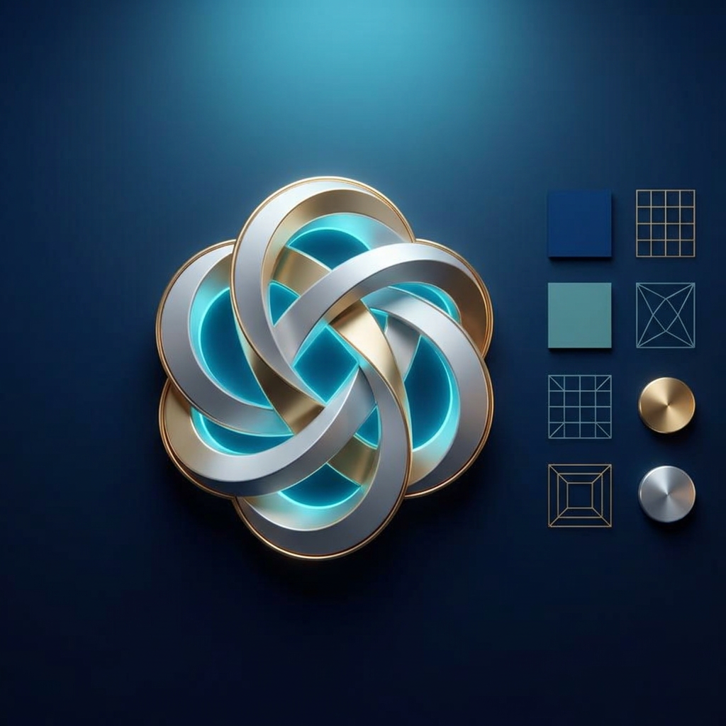 Sculptural 3D brand identity and logo design visualization